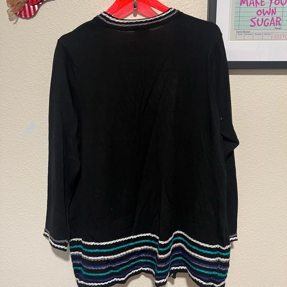 Avenue Black and Blue Cardigan Sweaters with Stripe Accents - Picture 4 of 4